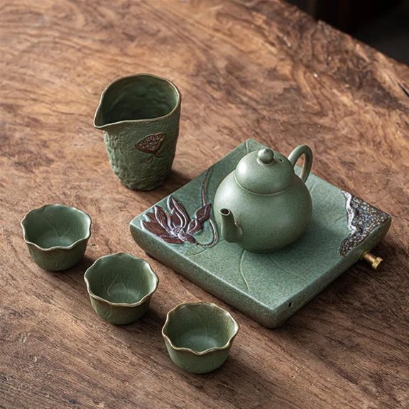Kung Fu Tea Set Home Ceramic Teacup Teapot Rough Pottery Simple Portable Travel Tea Set Tea Pot And Cup Set