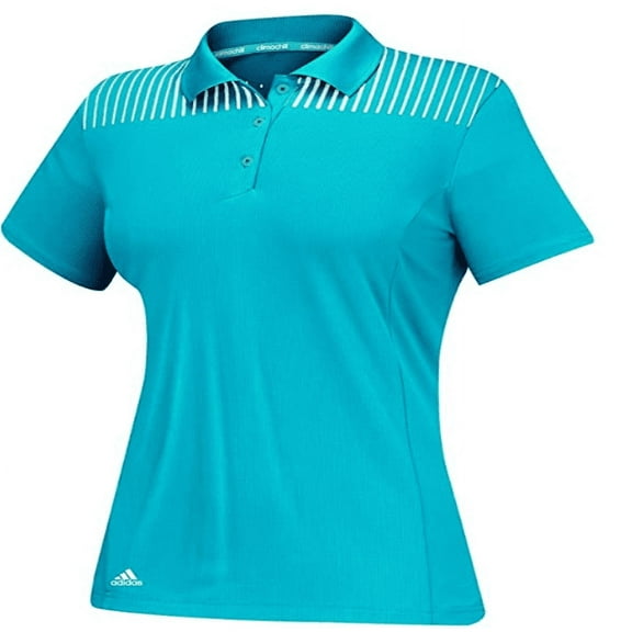 Adidas Golf Women's Climachill Engineered Print Solar Blue/White Polo, Sz. Large