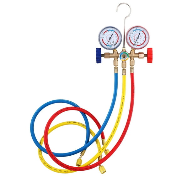 Amdohai Refrigerant Manifold Gauge Set Air Conditioning Tools with Hose and Hook for R12 R22 R404A R134A