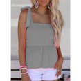 thumbnail image 3 of Top con tirantes y dobladillo con volantes para mujer, camiseta sin mangas informal de Color puro para citas diarias en verano, 3 of 7