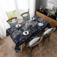 thumbnail image 4 of Vintage Flowers Rectangle Tablecloth, Dark Blue Dandelion Plants Pastoral Botanical Waterproof & StainResistant Tablecloth, Washable Oil-proof Table Cover for Dining/Party/Wedding/Buffet 52x70 In, 4 of 9
