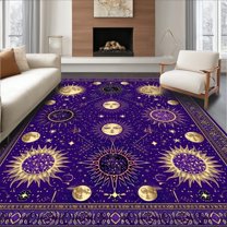 Flatwoven High Traffic Area Rug, Elegant Galactic Minimalist Touch, Non Slip, Stain Resistant, Washable Area Rugs for Living Room, Bedroom(Purple, 8X10)