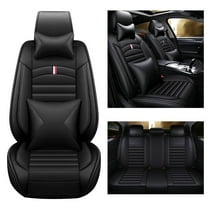 Maidao Car 5-Seat Covers Front & Rear Full Set for Suzuki for Celerio/Vitz/Cultus 2008-Present Faux Leather Seat Cushion Protector Waterproof with Pillows Black