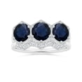 thumbnail image 4 of ANGARA Natural 3 Ct Aeon Three Stone Sapphire Hexagonal Engagement Ring in 14K White Gold for Women (Size-6mm) | September Birthstone, Anniversary, Jewelry Gift for Women | Natural Sapphire Ring, 4 of 9