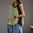 thumbnail image 5 of Aboser Retro Tank Tops for Women Plus Size Casual Sleeveless T Shirts Breathable Cotton Linen Shirt Loose Color Block Blouses Comfy Round Neck Tee Top, 5 of 7