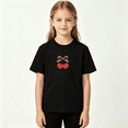 thumbnail image 2 of Leopard Bow Cherry Girls Graphic Tee, Cute Summer Fruit Sweet 100% Cotton Kids Short Sleeve T-Shirt, 2 of 5