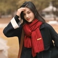 thumbnail image 4 of Naierhg Winter Scarf Women Scarf Solid Color Keep Warm Skin-friendly Woolen Yarn Knitted Winter Scarf for Outdoor Pink, 4 of 8