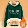 thumbnail image 4 of Yes I'm Cold Women's Sherpa Lined Hoodies Regular Fit Heavyweight Warm Sweater Graphic Drop Shoulder Pullovers Top Dark Green 3XL, 4 of 4