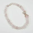 thumbnail image 3 of K-KED Pink Rose Quartz Rough Raw Necklace Rose Gold Plated CZ Pave Bowknot Connector, 3 of 8