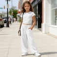 thumbnail image 6 of Atogsazn Kids Boys Wide Leg Sweatpants Childrens Casual Drawstring Elastic Waisted Pant with Pocket Teen Trendy White 5-6 Years Fashion, 6 of 9