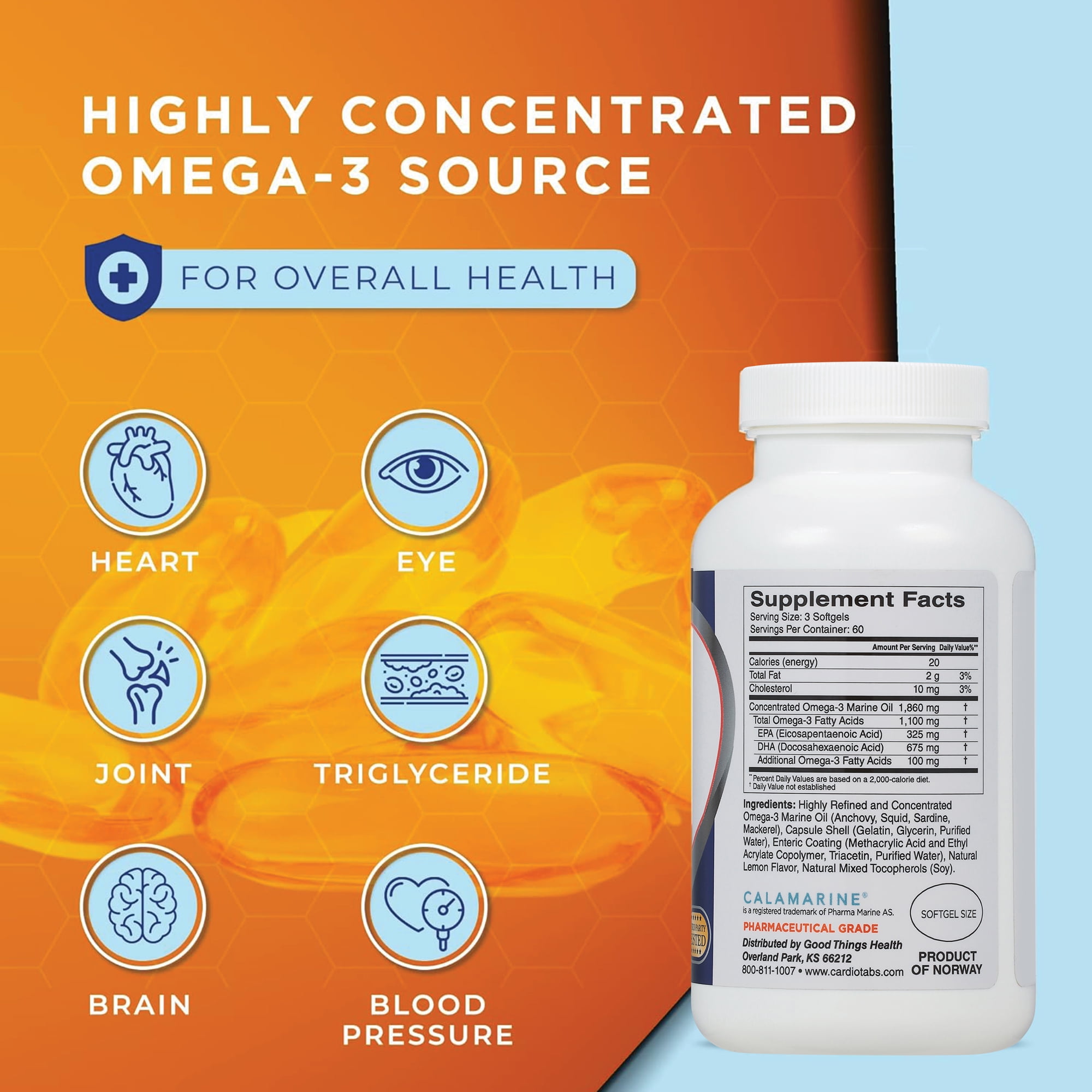 Cardiotabs® Enteric-Coated Omega-3 Dietary Supplement Softgels 180 ct Bottle