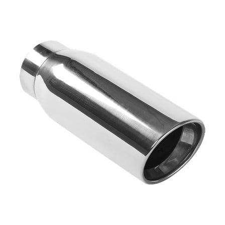 MagnaFlow Tip Stainless Double Wall Round Single Outlet Polished 4.5in DIA 3.5in Inlet 12in Length