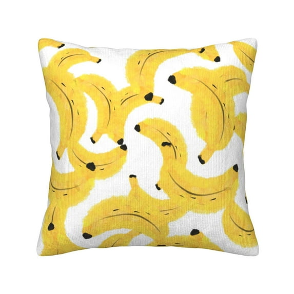 Square Throw Pillow Covers with Core, Cute Banana Background Pillows for Sofa Beds, 18" x 18" Multicolor