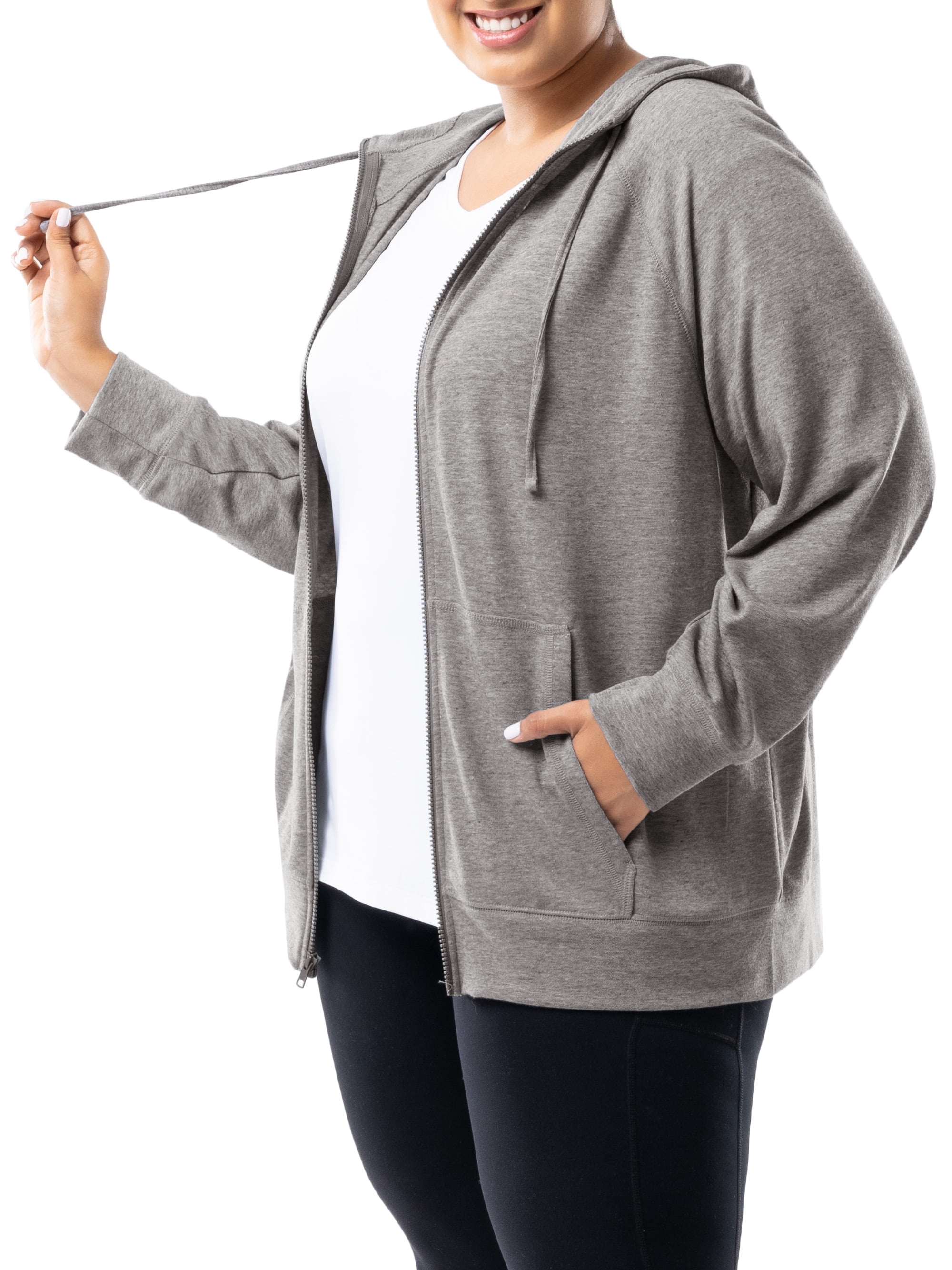 Athletic Works Women's Plus Lightweight Zip-Up Hoodie Jacket, Size 1X-5X