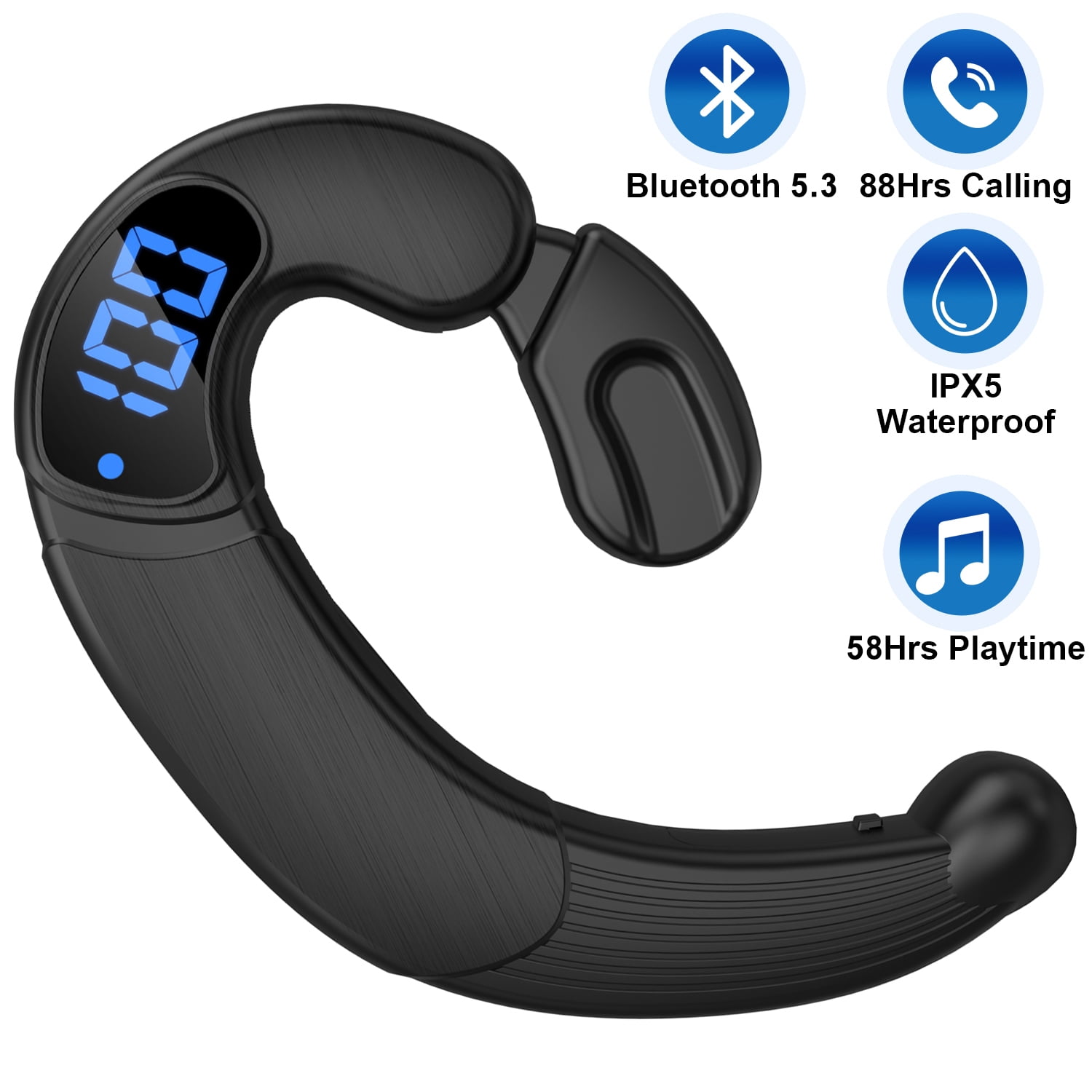 Bluetooth Headset 5.3 for iPhone Android,ABCPOW 60H Playtime Wireless Headphones Headset w/ Mic Noise Cancelling Headphones Hi-Fi Stereo Wireless Earpiece Handsfree Earphones for IOS,Truckers,Driver