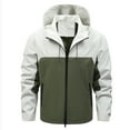 thumbnail image 3 of IYTR Men's Fashion Hooded Jacket Patchwork Long Sleeve Jacket Zipper Hooded Drawstring Coat Retro Style Jacket Coat with Pocket White M, 3 of 5