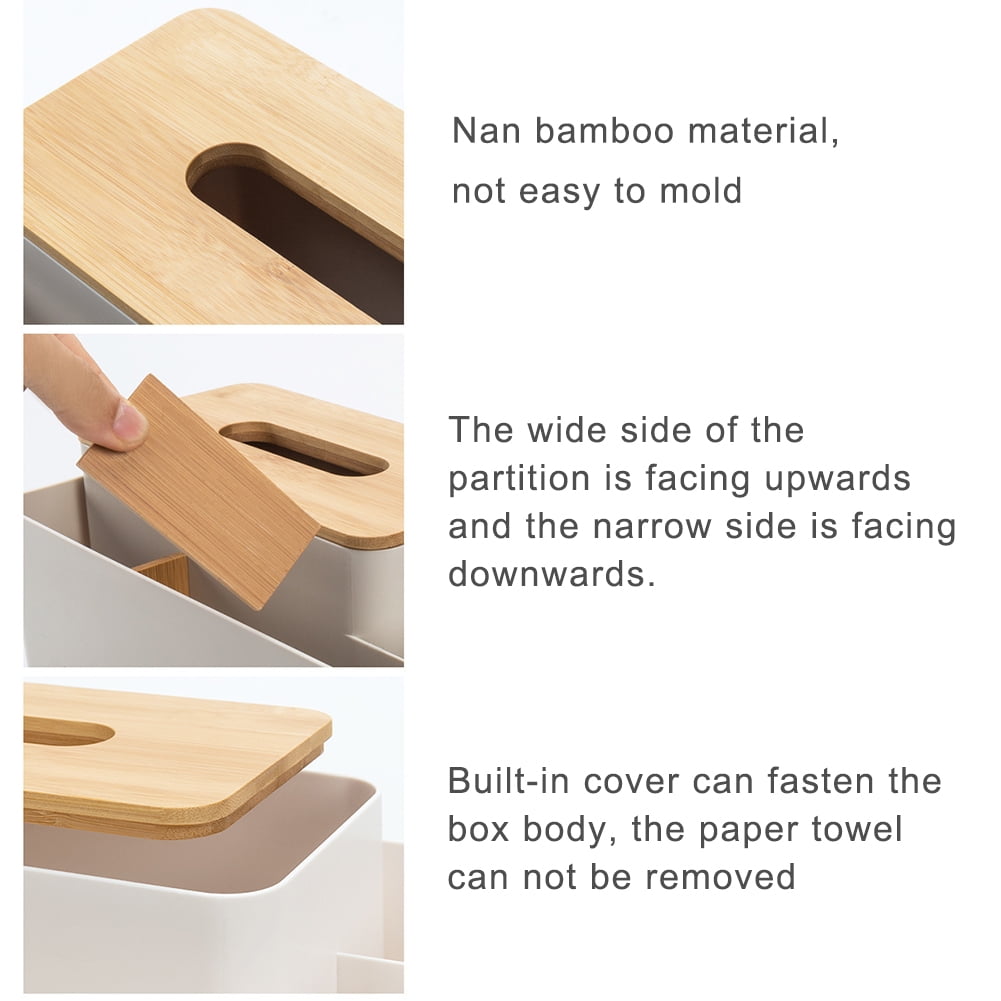 Apricot Tissue Dispenser Box Multifunction Facial Tissue Holder Dispenser Remote Control Holder Paper Storage Collection Tools for Living Room Bedroom Dressers Kitchen