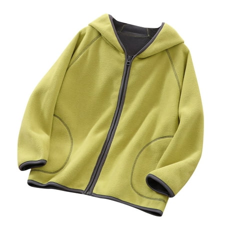 

ZHUASHUM Toddler Boys Girls Long Sleeve Autumn Winter Solid Fleece Zippered Hoodie Coat Jacket Thicken Warm Outwear