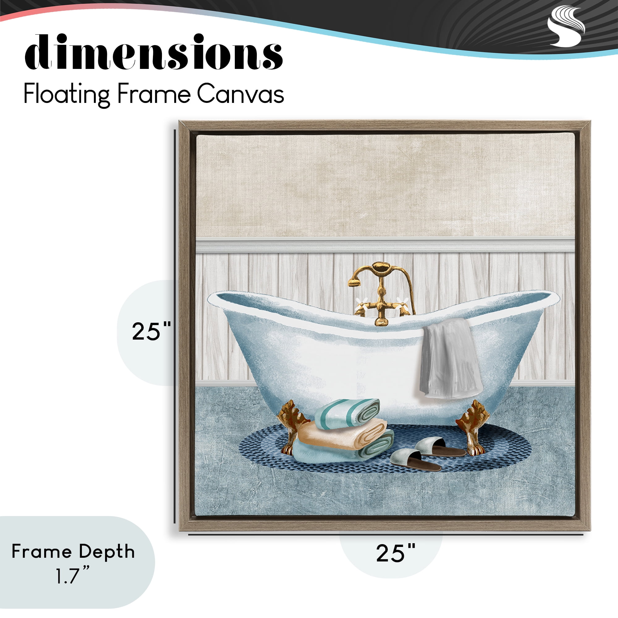 Stupell Industries Cozy Spa Bathtub & Slippers Brown Framed Floater Canvas Wall Art, design by Conrad Knutsen