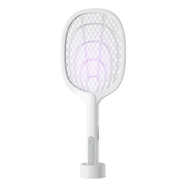Kraoden Electric Fly Swatter, Rechargeable 2 In 1 Fly Swatter Racket with Purple Light Fly Extinguisher Dual Mode for Indoor and Outdoor Home