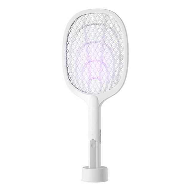 Electric Fly Swatter Rechargeable Electric Fly Swatter, 3000V Rechargeable 2 in 1 Fly Swatter Racket with Purple Light Fly Extinguisher Dual Mode for Indoor and Outdoor Home