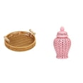 thumbnail image 1 of Cestas de almacenamiento,Cestas de almacenamiento de cocina tejidas con asas hechas a mano,Tarro de jengibre de cerámica,Jarrón de cerámica con jengibre y arreglo floral,Jarrón decorativo, 1 of 8