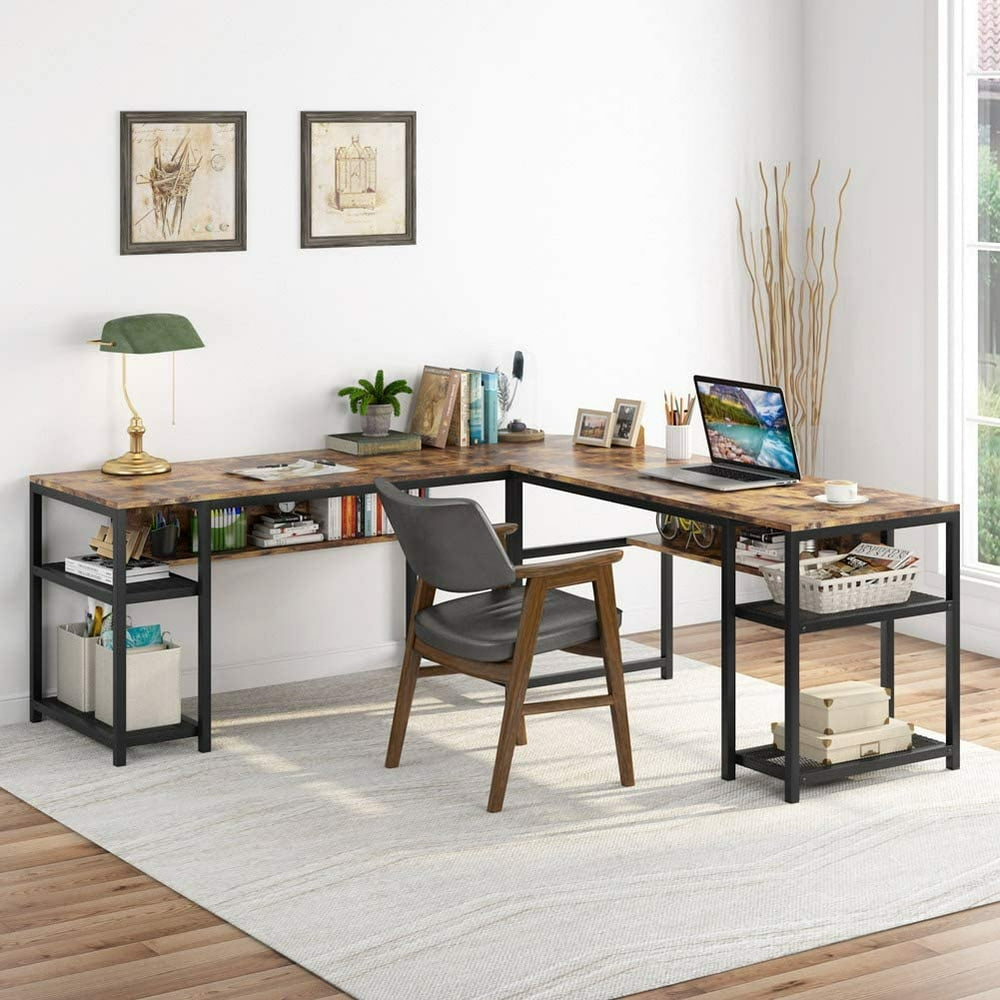 Tribesigns 70 Inch Modern LShaped Desk with Bookcase, L Shapes
