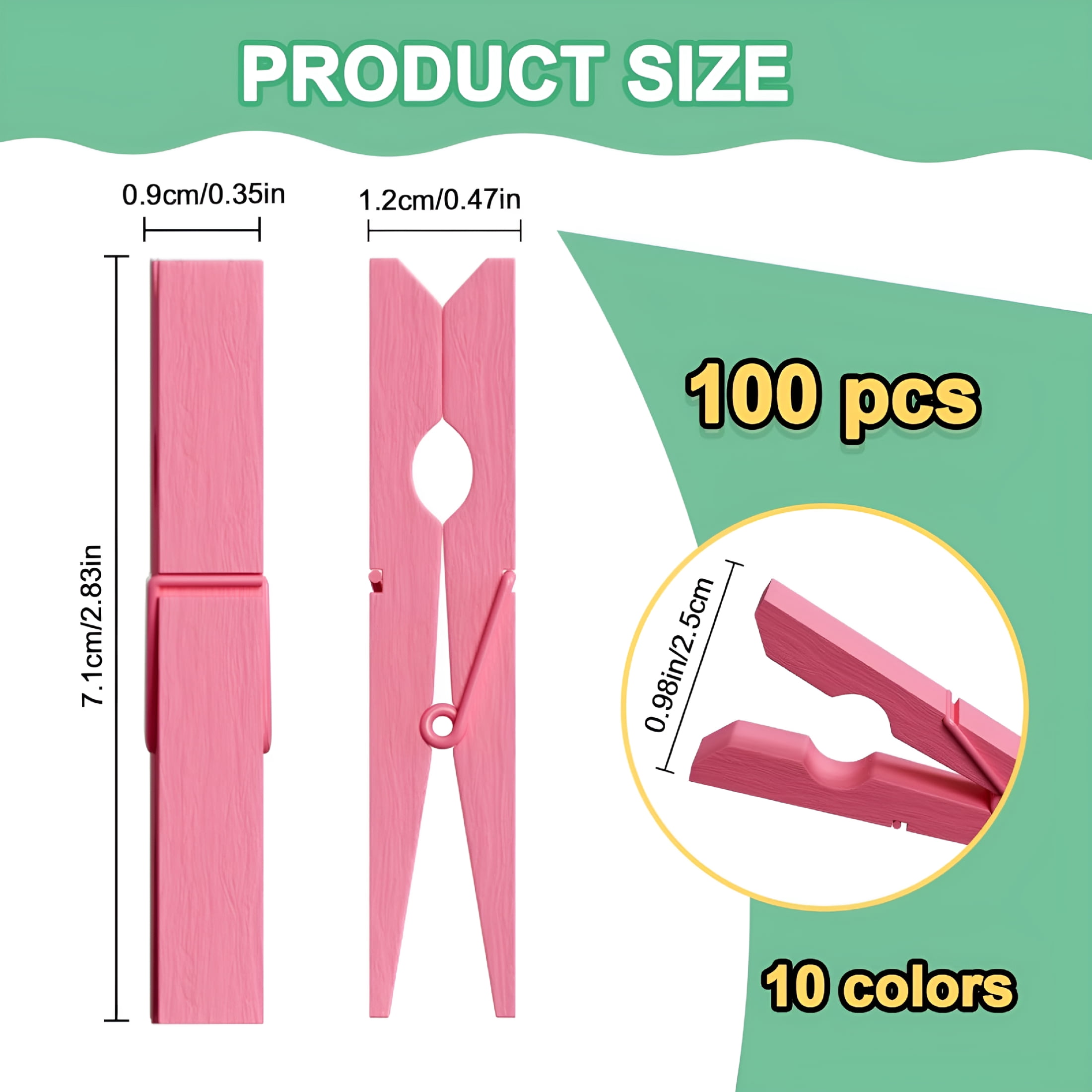 ACDANC 100Pcs Colored Clothespins Bulk,2.9 Inch Clothes Pins Wooden for Crafts,Pastel Colorful Clothespins for Hanging Clothes Picture,Laundry Clips Cheer 10 Colors