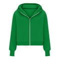 thumbnail image 6 of Cropped Sweatshirt, Yigetop Womens Oversized Solid Color Sweatshirts Pullover Lapel Women's Loose Casual Hoodie Zipper Sweatshirts Jackets for Women Green 2XL, 6 of 6