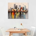 thumbnail image 2 of JEUXUS New York City Oil Paintings Wall Art City Skyline Canvas Prints Wall Decor Abstract Cityscape Picture Painting for Office Living Room Decoration Poster Framed Ready to Hang(20x16in), 2 of 4