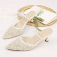 thumbnail image 6 of DIVVce Star Embroidered Mesh Mule Heels For Women Pointed Toe Kitten Heel Evening Footwear, 6 of 8