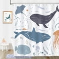 thumbnail image 2 of Whale Fish Shower Curtain for Kids Sea Animal Decorative Bath Curtain 72 x 72 Inch Polyester Fabric Waterproof Bathroom Curtain with 12 Hooks, 2 of 6