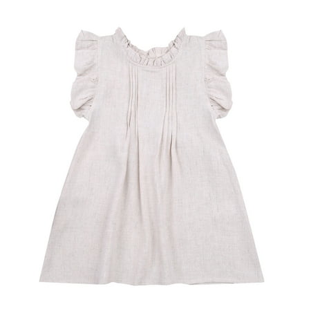 

Farrubbyine8 Toddler Baby Girls Ruffle Crew Neck Sleeveless Princess Dresses