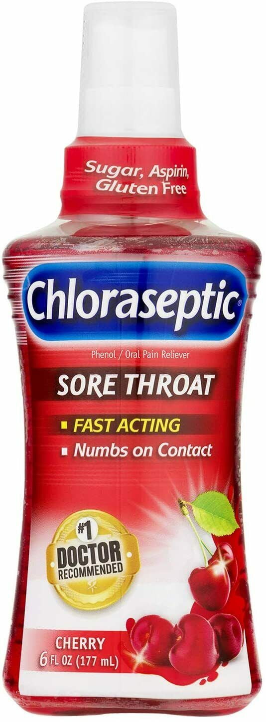 Chloraseptic Oral Pain Reliever, Sore Throat Spray, Cherry, 6oz, 4Pack
