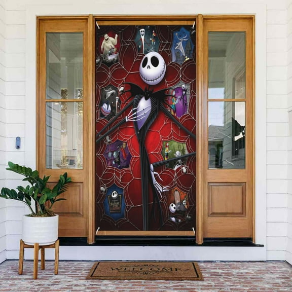 Door Cover Decorations The Nightmare Before Christmas Door Banner Porch Sign Banner For Indoor Outdoor Wall Home Party Supplies 72.8 x 35.4 Inch
