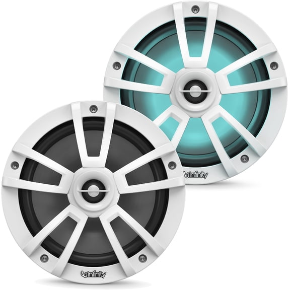 Infinity 822MLW Marine 8 Inch RGB LED Coaxial Speakers - White