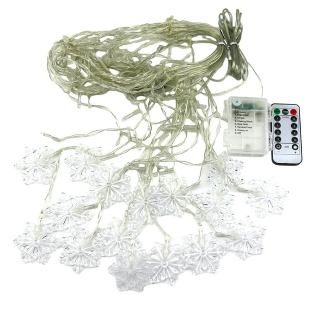 Luz de la Cortina Del Copo de Nieve de Navidad Led Luz de la Decoración de la Fiesta Del Hogar 16 Copo de Nieve 80Mini Llevó 11.5Ft Luz de la Cadena de la Decoración de las Vacaciones