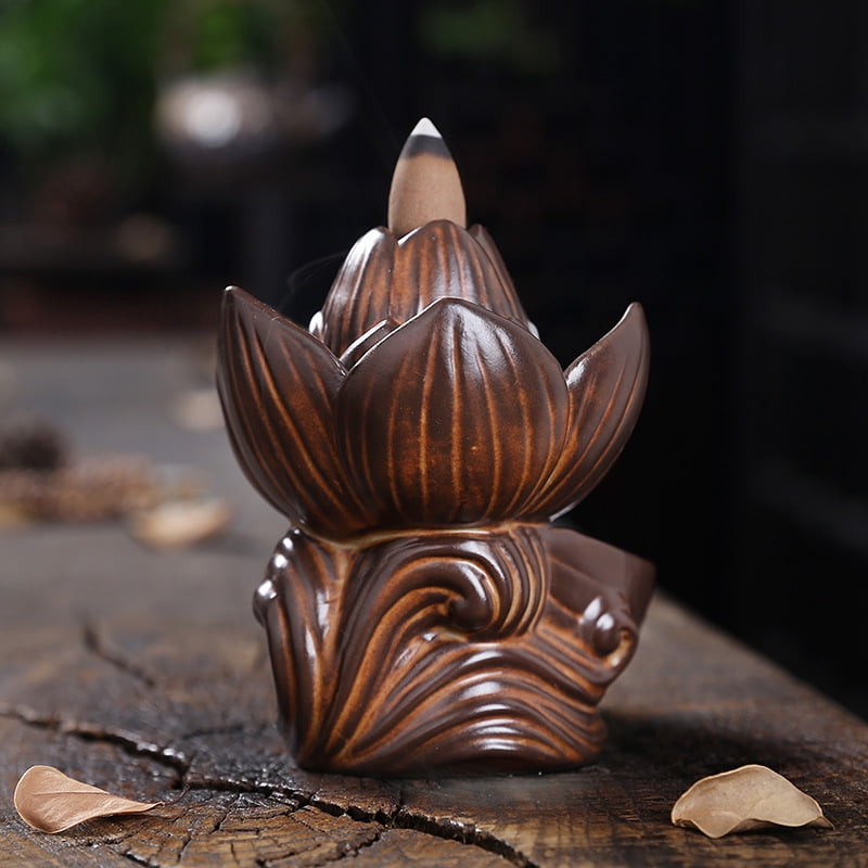 Incense Burner Waterfall Smoke, Indoor Waterfall Backflow Incense Holder, Aromatherapy Ornament, Backflow Incense Cones for Indoor Learning and Working Yoga