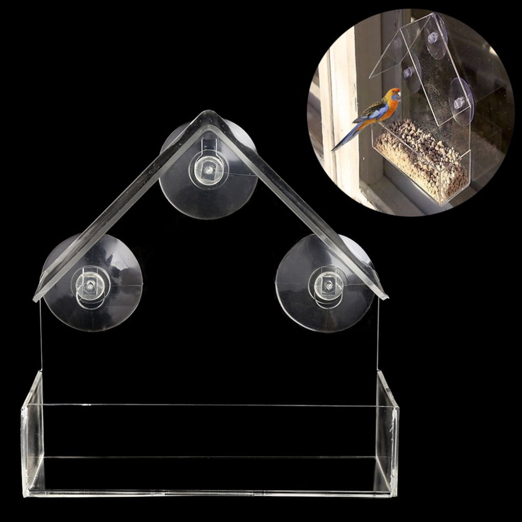 Removable Sucker Pet Transparent Window Bird Feeders House Shape