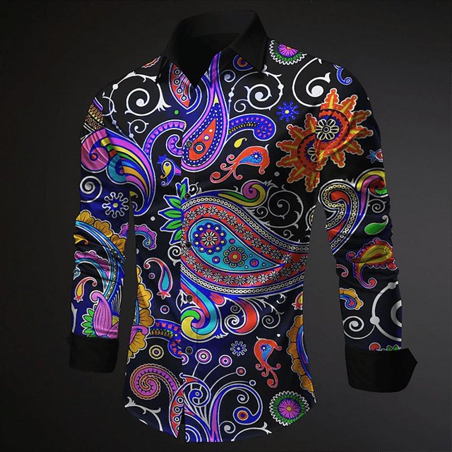 Camisa superior para hombre con estampado floral de tótem, dragón y estrella, de alta definición, ligera, cómoda, suave, de manga larga, informal, nuevo estilo 2024