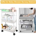 thumbnail image 6 of Diaper Caddy, Plastic Movable Cart for Newborn Nursery Essentials Diaper Storage Organizer with 3-Tier Design, 6 of 6