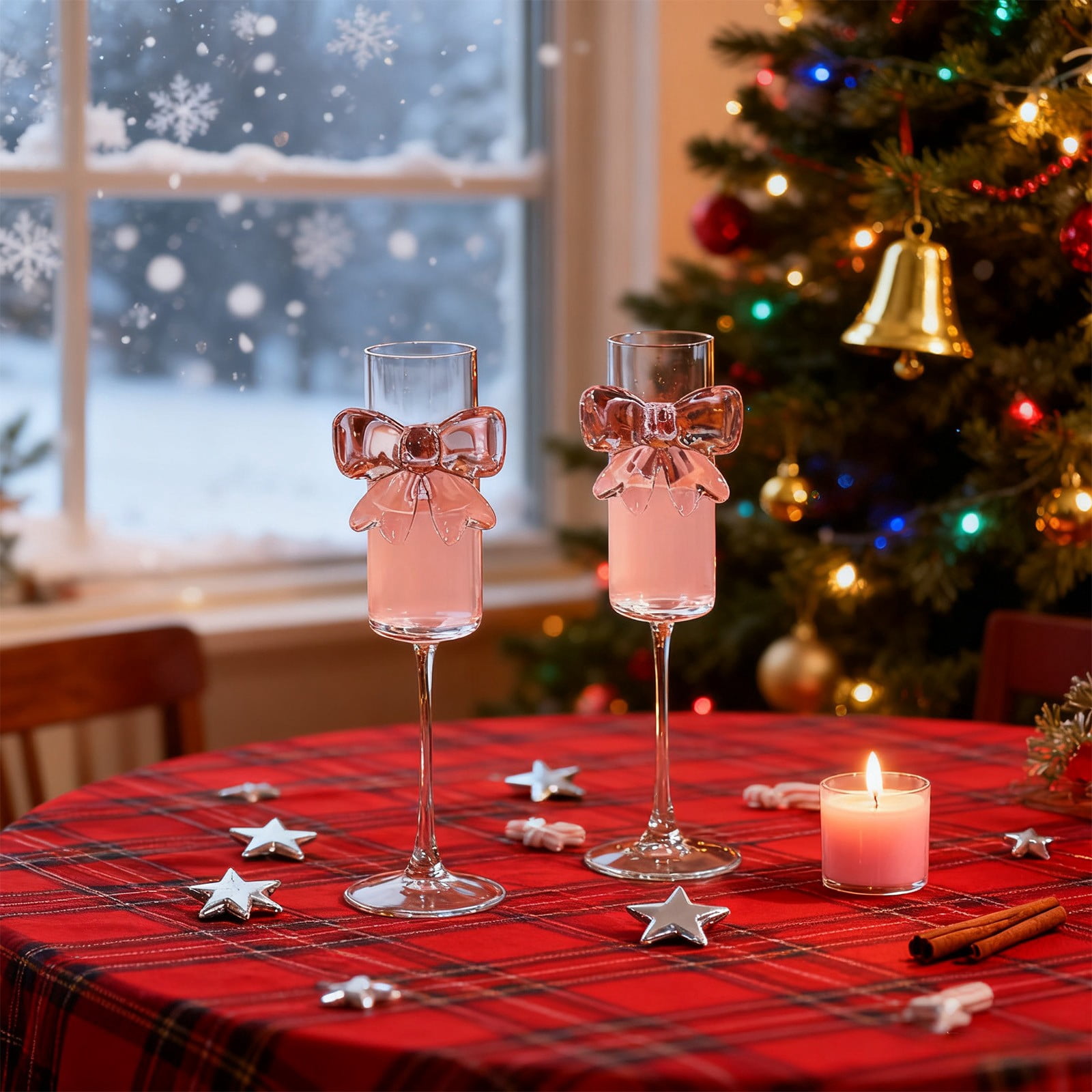 High Champagne Glass Set, Household Crystal Wine Glasses for Christmas Valentines Day Dinner, 2-Piece, 9.64x2.76x2.76 Inches