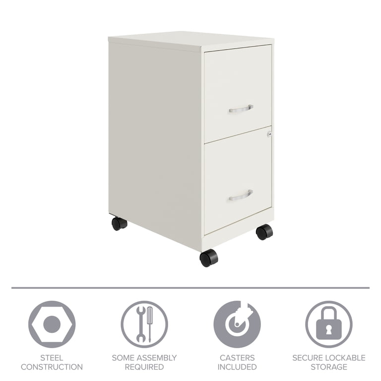 Hirsh 18" Mobile 2-Drawer File Cabinet, Pearl White photo 6