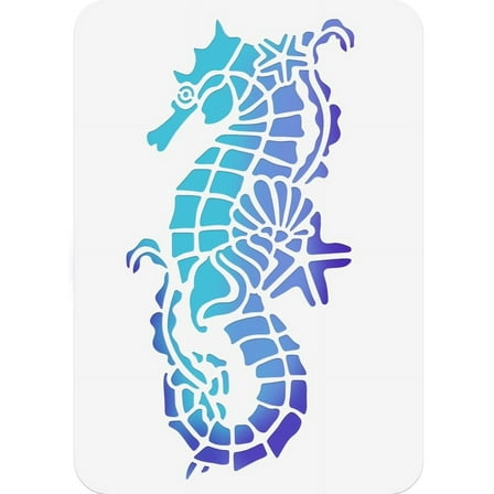 1 pc Sea Horse Painting Stencil 11.69x8.27 Inch Reusable Craft Stencils Hollow Out Drawing Painting Template for Painting on Wood Fabric Paper Walls Canvas Furniture