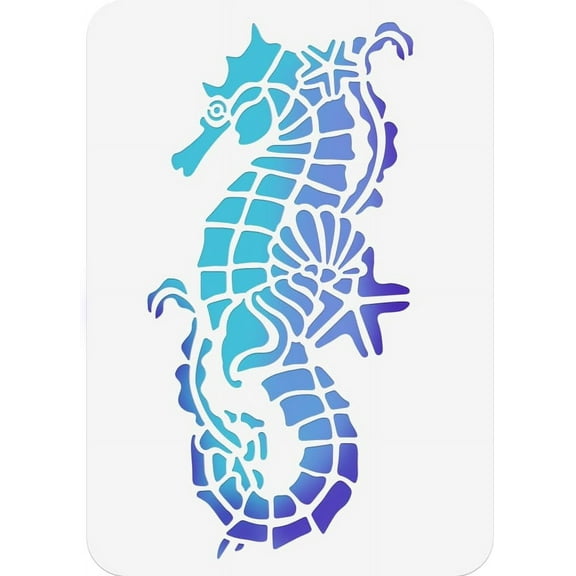 1 pc Sea Horse Painting Stencil 11.69x8.27 Inch Reusable Craft Stencils Hollow Out Drawing Painting Template for Painting on Wood Fabric Paper Walls Canvas Furniture