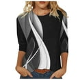 thumbnail image 2 of Xihbxyly Hauts pour Femmes Décontractés T-shirt de Mode pour Femmes Mi-Long Manches 3/4 Blouse Col Rond Hauts Décontractés, 2 of 5