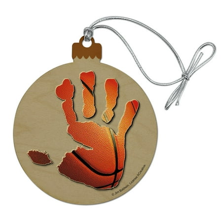 Hand Print Basketball Get a Grip Wood Christmas Tree Holiday