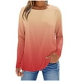 thumbnail image 3 of Women's Fallow Printing Round Neck Long Sleeve T-Shirt Tops Blouses Solid Color Casual Daily Wear Vacation Travel Fashion Essential Gift for Women | Sopatenor,Orange XL, 3 of 8