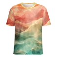 thumbnail image 5 of Purple Blue And Gold Wave Women's Short Sleeve T-Shirt Crew Neck Casual Summer Trendy Loose Fit Tops, 5 of 6