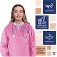 thumbnail image 4 of AMZ Supply Disposable Lab Jackets, 33" Long Pink Hip Length Work Gowns XX-Large SMS 50 gsm Pack of 100, 4 of 7